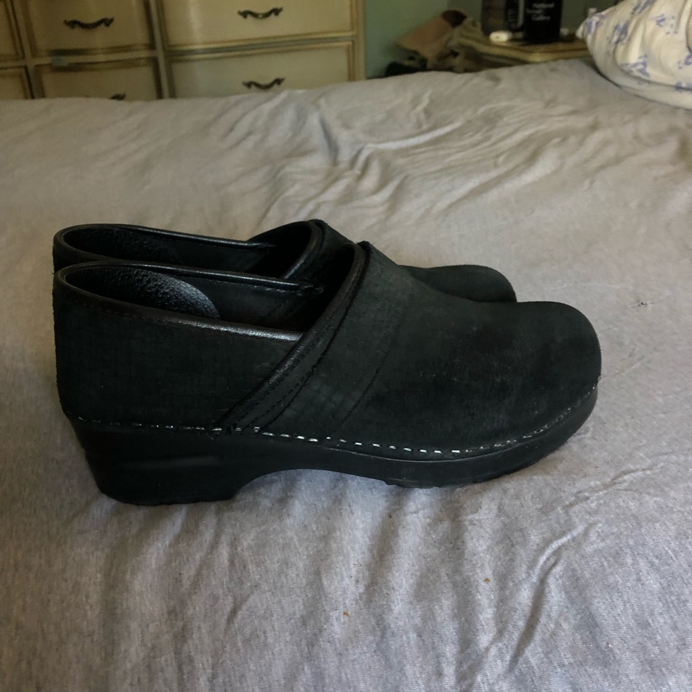 Sanita Black Suede Clog Mules - Picture 5 of 6